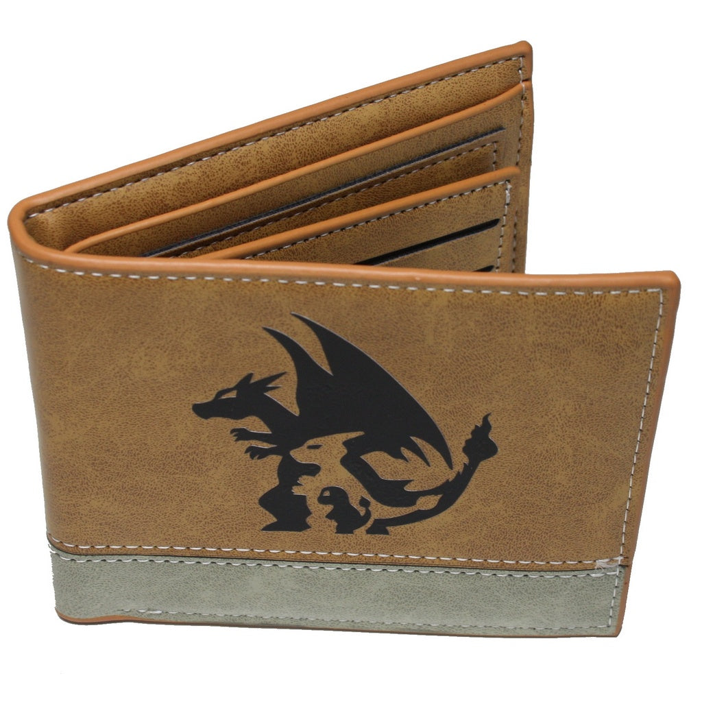 Charizard Charmeleon Charmander Men Wallet Brown Trifold