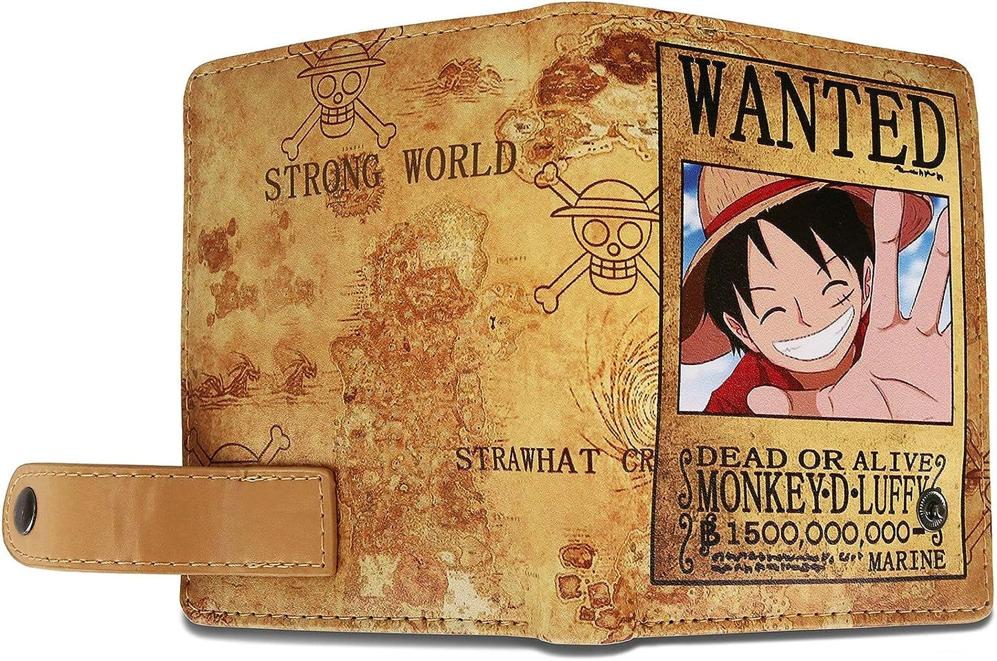 One Piece Luffy Men Wallet Brown Anime Trifold