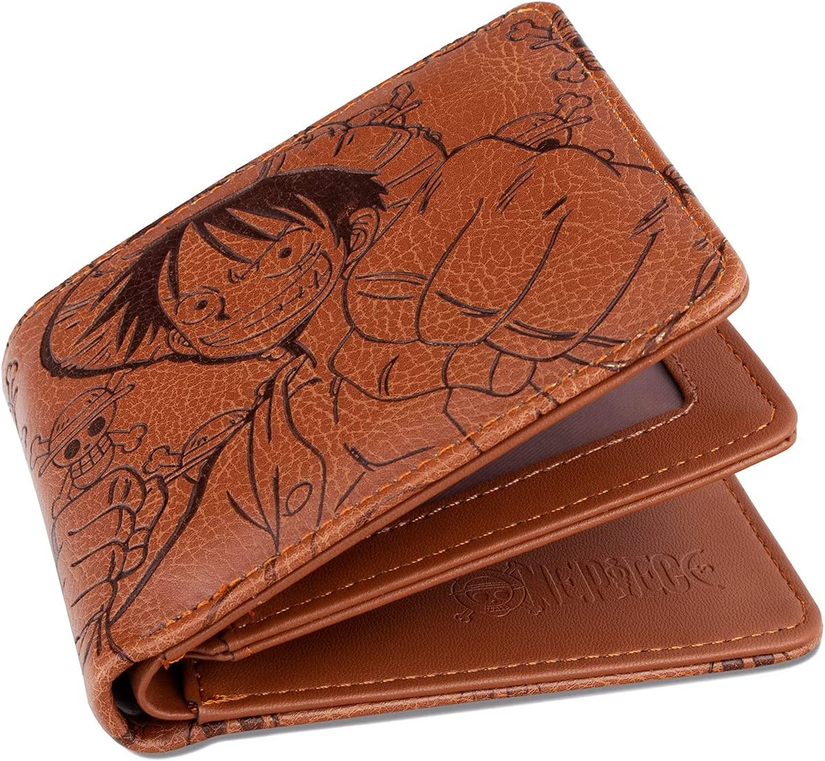 One Piece Luffy Men Wallet Brown Anime Trifold