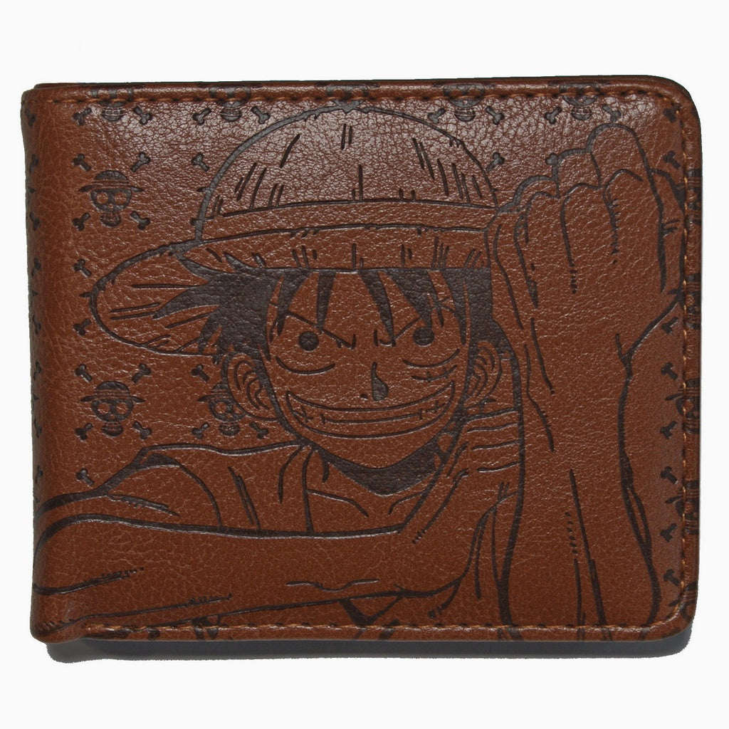 One Piece Luffy D Monkey Men Wallet Brown Anime Trifold