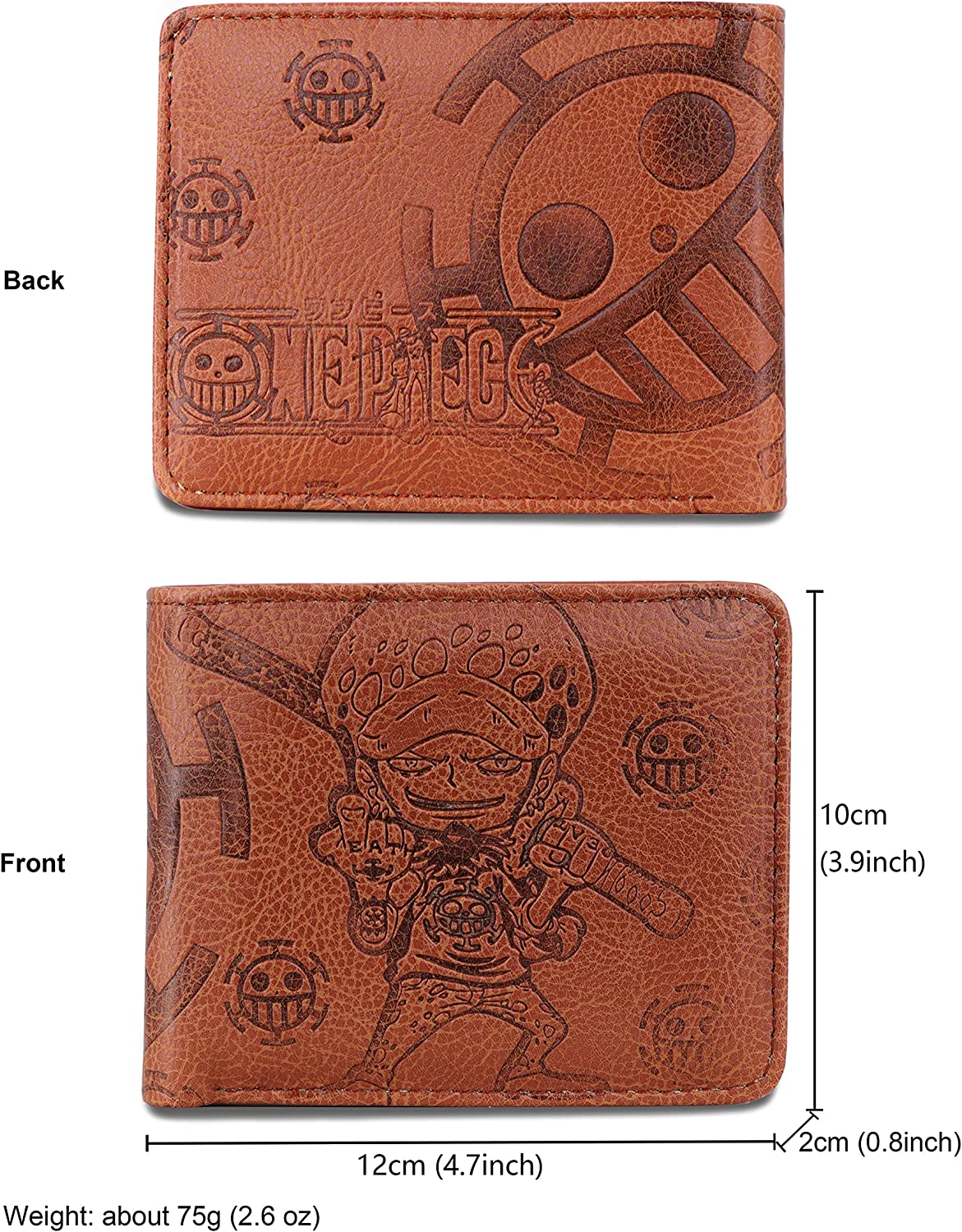 One Piece Trafalgar Law Men Wallet Brown Anime Trifold