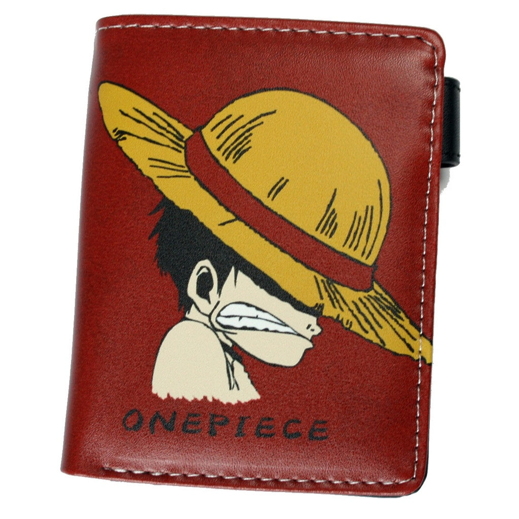 One Piece Luffy Men Wallet Anime Bifold Coins Red