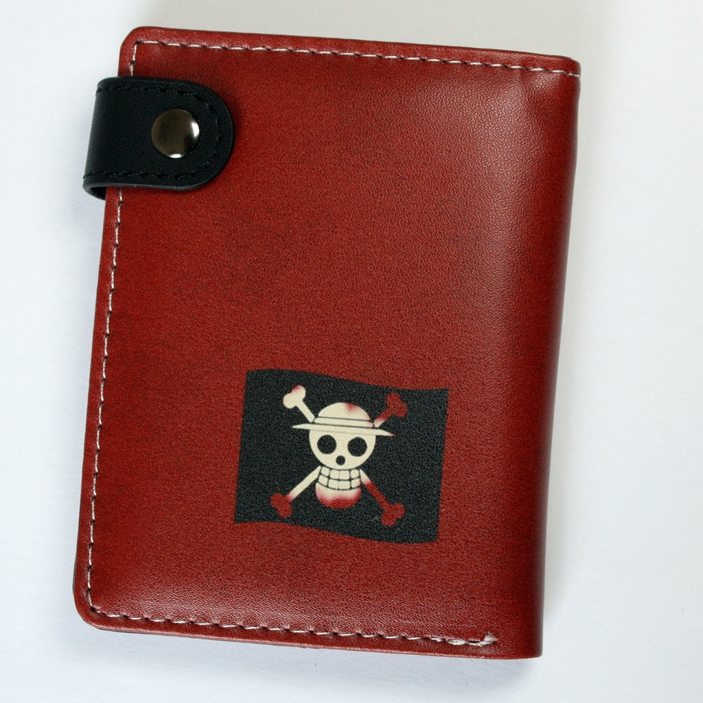 One Piece Luffy Men Wallet Anime Bifold Coins Red