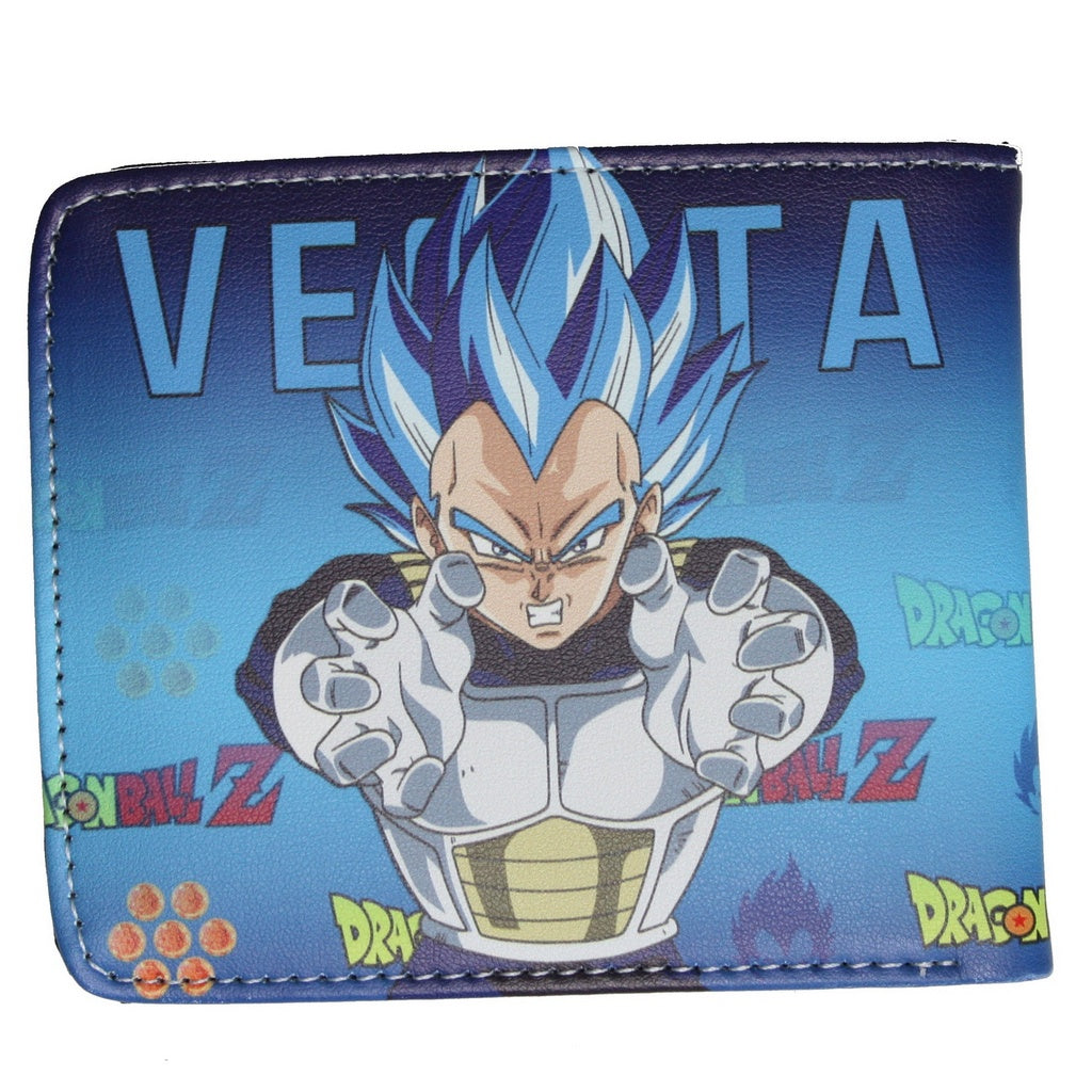 Dragon Ball Z Anime Saiyan Vegeta Men Wallet Bifold Blue Cards Notes Coins