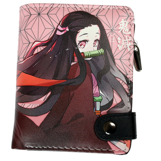 Demon Slayer Purse Small Purse Women Girl Lady Zip Pink