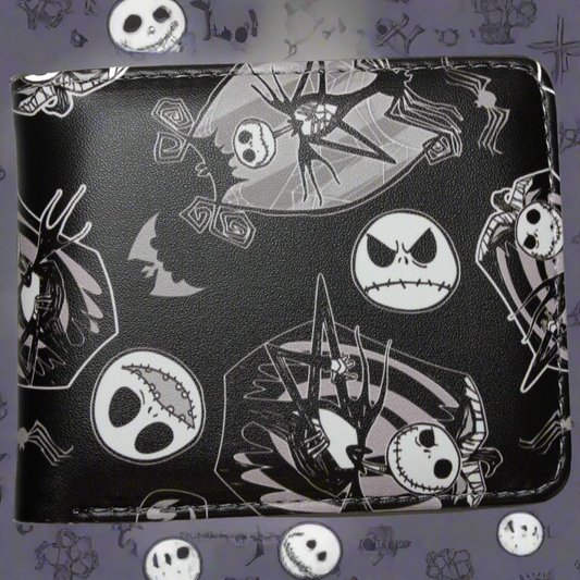 The Nightmare Before Christmas Men Wallet Skull Gothic Black Bifold Coins Cards Notes Holder