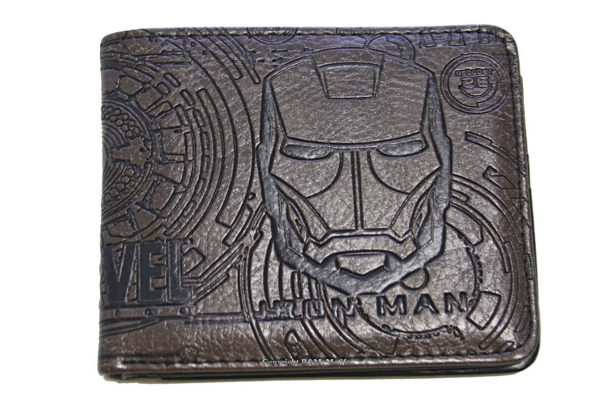 Iron Man Avengers Men Wallet Brown Coins Cards Notes Trifold-#MWAL0300