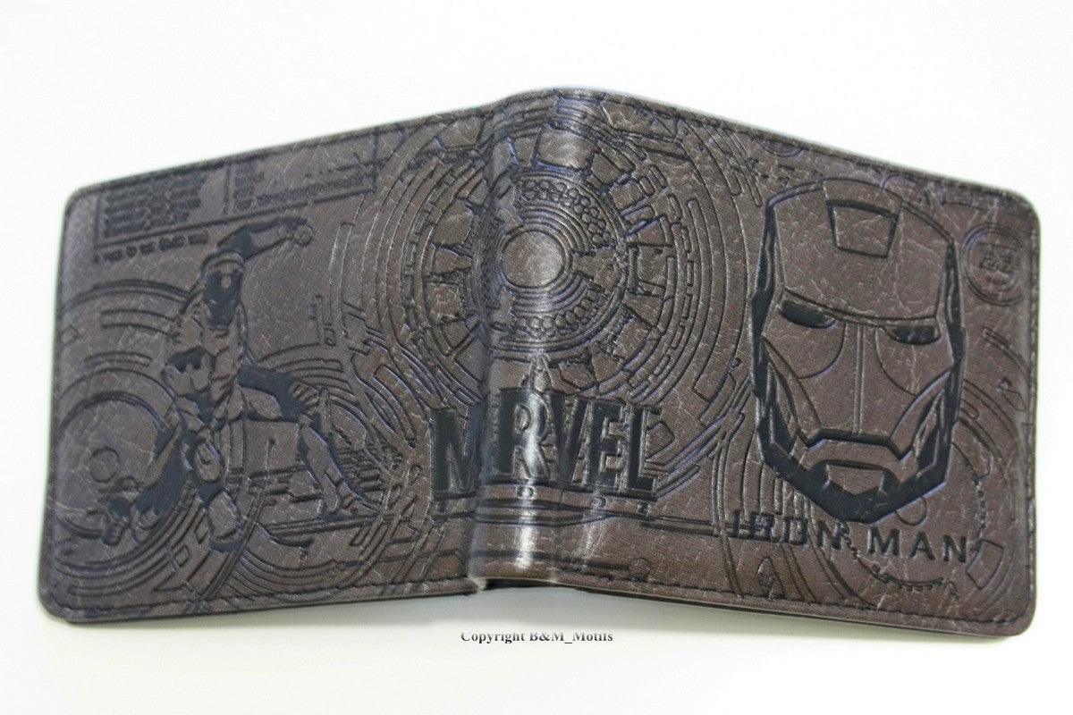 Iron Man Avengers Men Wallet Brown Coins Cards Notes Trifold-#MWAL0300