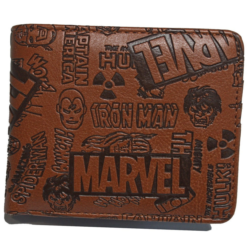 Marvel Comics Men Wallet Avengers Heroes Trifold Brown Coins Cards