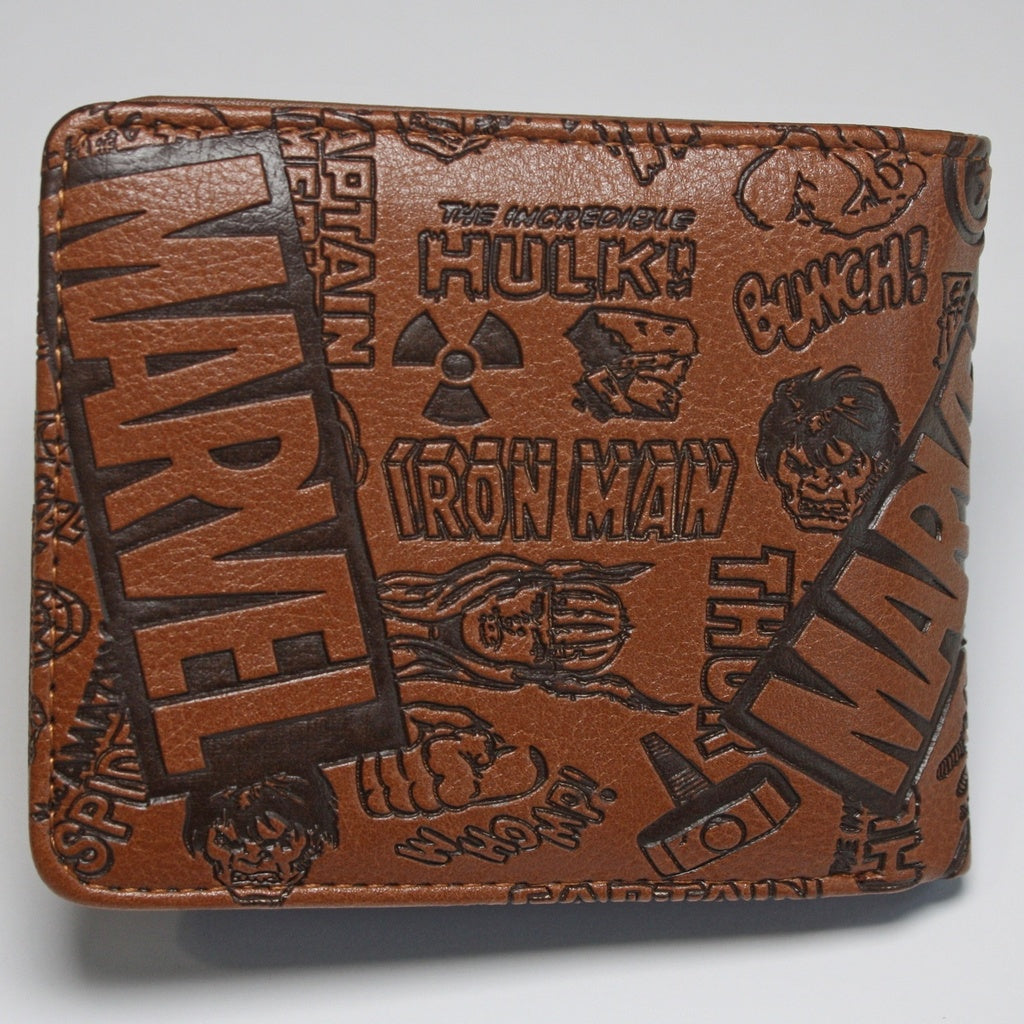 Marvel Comics Men Wallet Avengers Heroes Trifold Brown Coins Cards