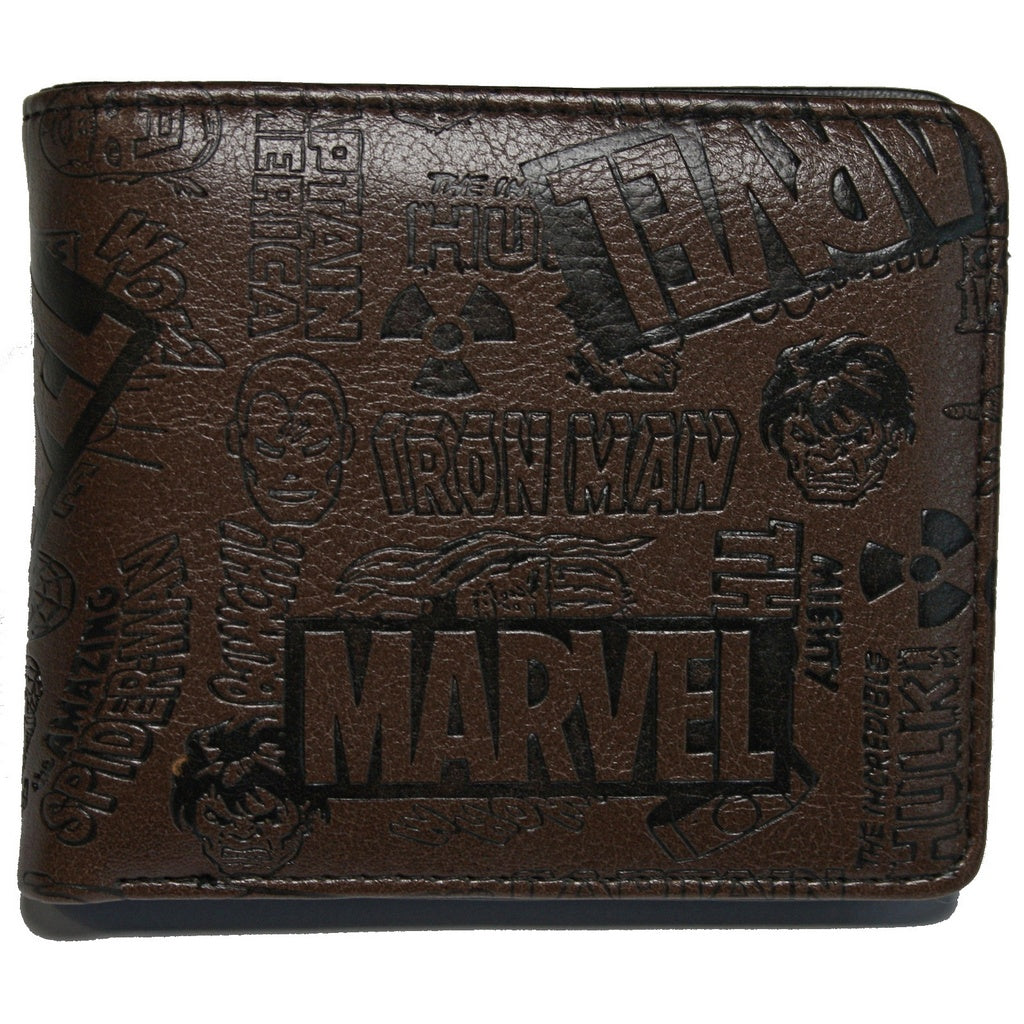 Comics Men Wallet Heroes Trifold Dark Brown Coins Cards