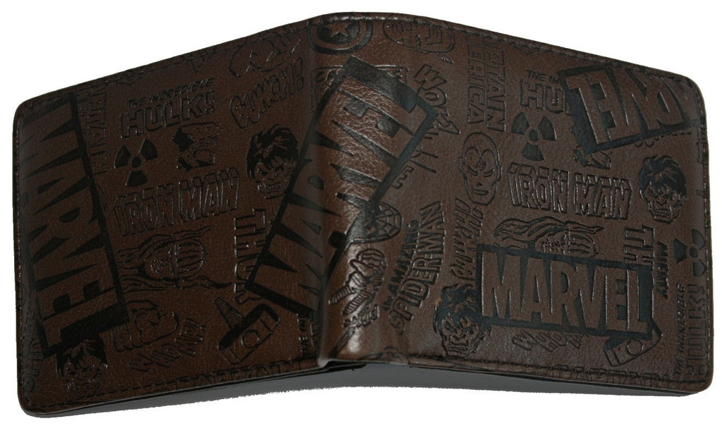 Comics Men Wallet Heroes Trifold Dark Brown Coins Cards