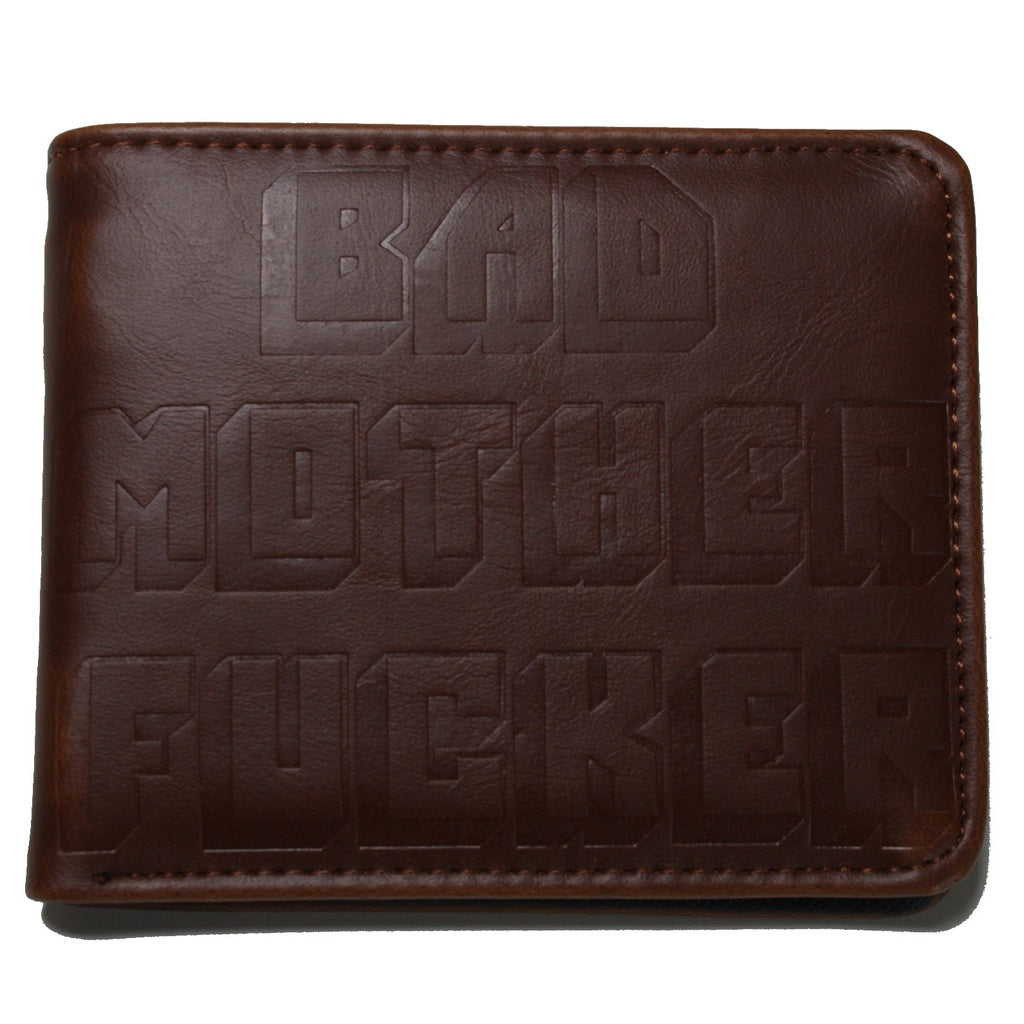 BAD MOTHER F***ER Embossed Men Wallet Bifold Brown Coins Cards