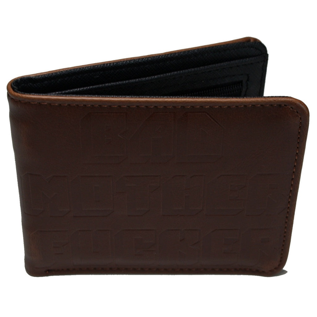 BAD MOTHER F***ER Embossed Men Wallet Bifold Brown Coins Cards