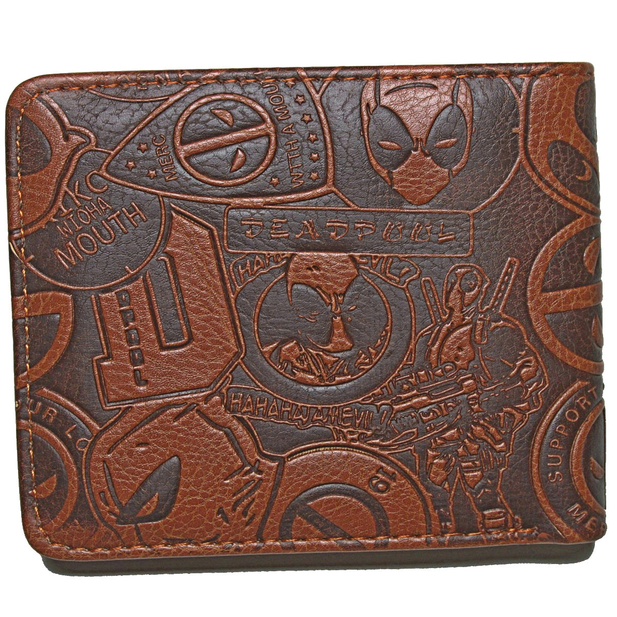 Men Wallet Deadpool Comics Heroes Brown Embossed Faux Leather Coins Cards-Clothes, Shoes & Accessories:Men:Men's Accessories:Wallets-Brian and Mary accessories