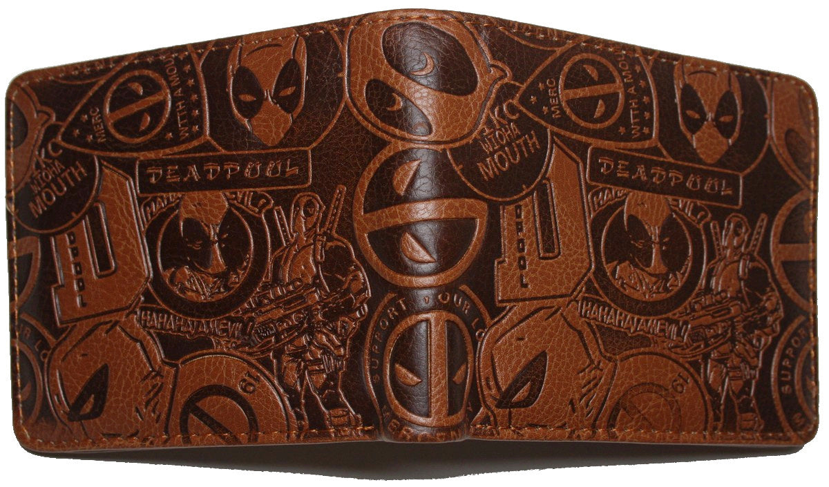 Men Wallet Deadpool Comics Heroes Brown Embossed Faux Leather Coins Cards-Clothes, Shoes & Accessories:Men:Men's Accessories:Wallets-Brian and Mary accessories