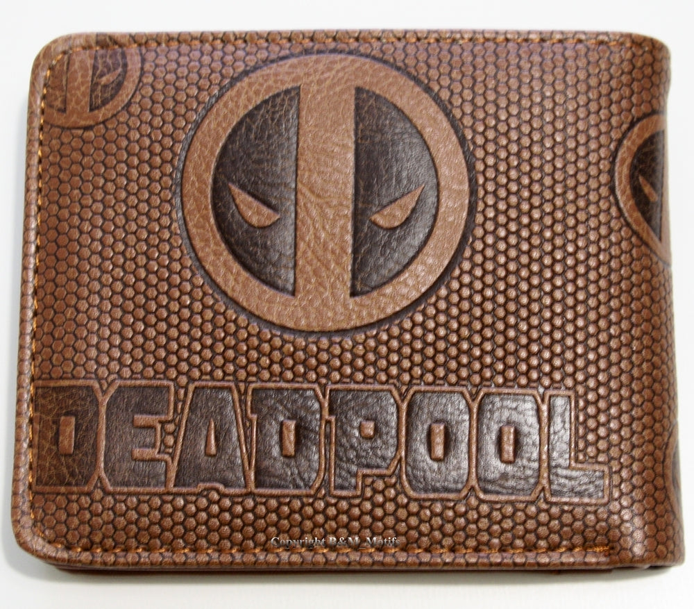 Deadpool Wallet Comics Heroes Men Brown Faux Leather Coins Cards