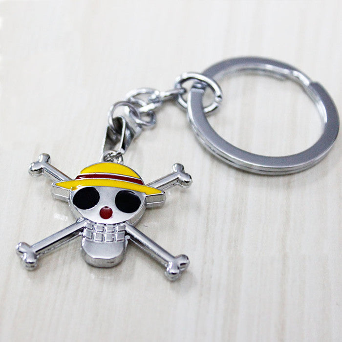 One Piece Luffy Anime Keychain Keyring Skull Silver