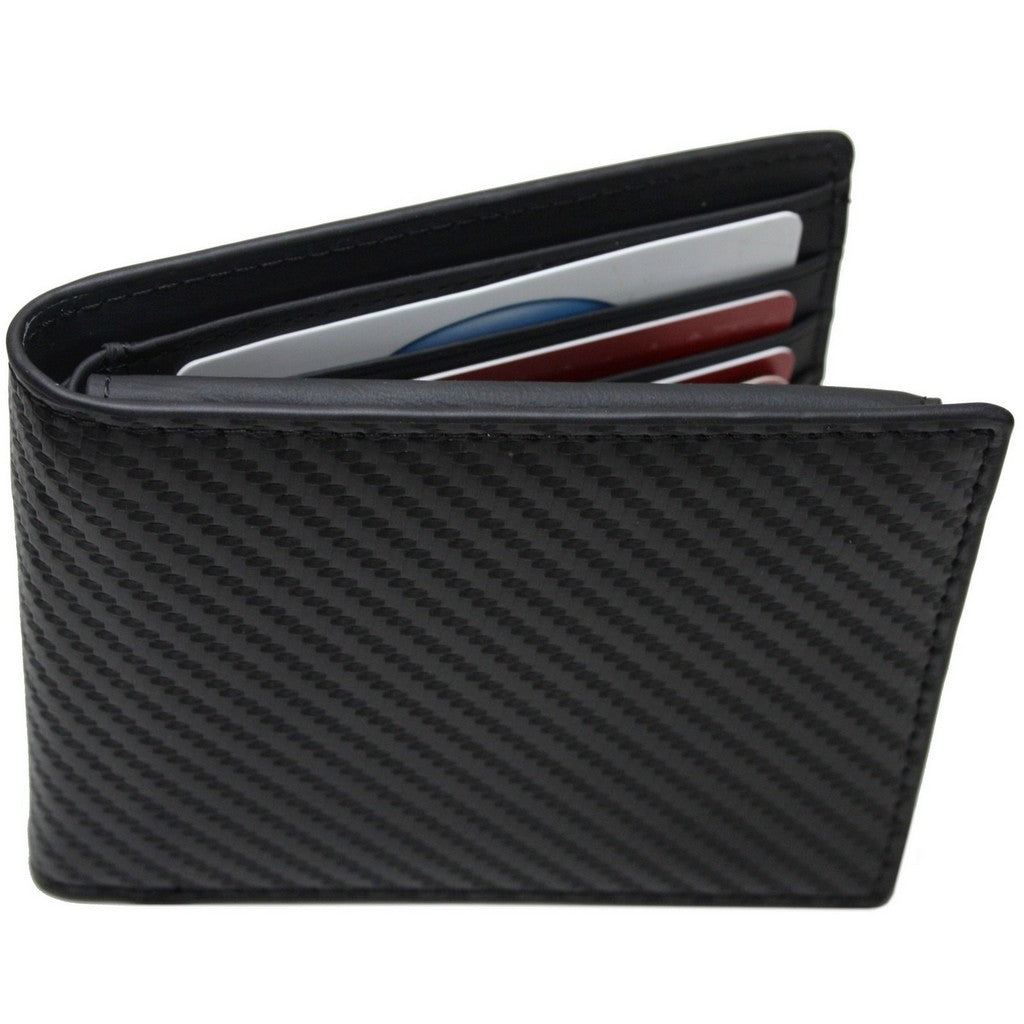 RFID Blocking Wallet Mens, Bifold Wallet, Flip Wallet, Spacious Bifold Wallet, 2 ID Windows Superfine Carbon Fiber Genuine Leather-Clothes, Shoes & Accessories:Men:Men's Accessories:Wallets-Brian and Mary accessories