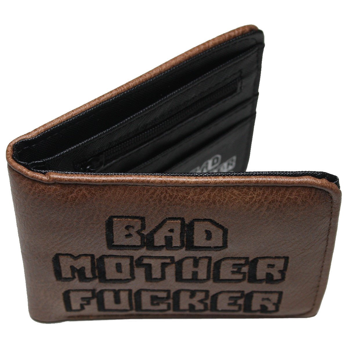 BAD MOTHER F***ER Pulp Fiction Bifold Brown Men Wallet Embroidered Coins Cards MWALA497