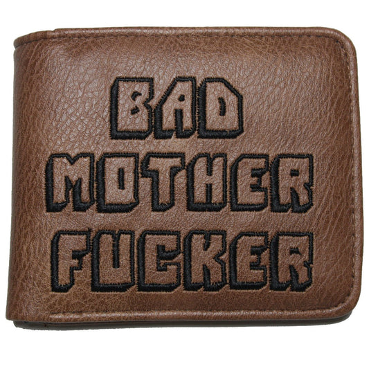 BAD MOTHER F***ER Pulp Fiction Bifold Brown Men Wallet Embroidered Coins Cards MWALA497