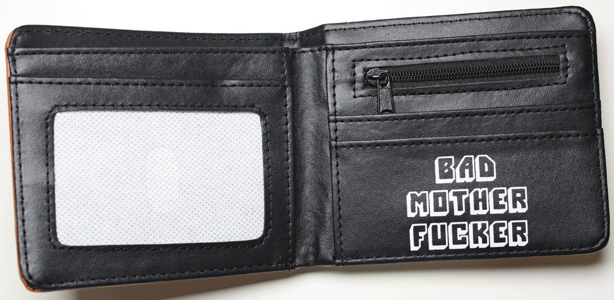 BAD MOTHER F***ER Pulp Fiction Bifold Brown Men Wallet Embroidered Coins Cards Notes MWALA207