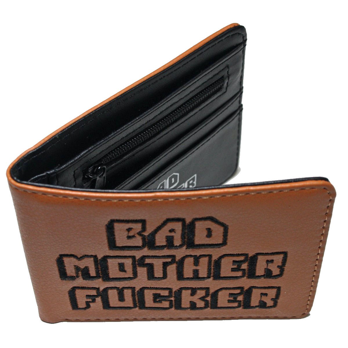 BAD MOTHER F***ER Pulp Fiction Bifold Brown Men Wallet Embroidered Coins Cards Notes MWALA207