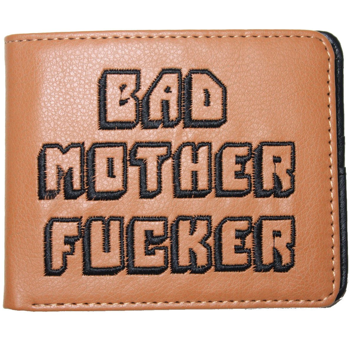 BAD MOTHER F***ER Pulp Fiction Bifold Brown Men Wallet Embroidered Coins Cards Notes MWALA207