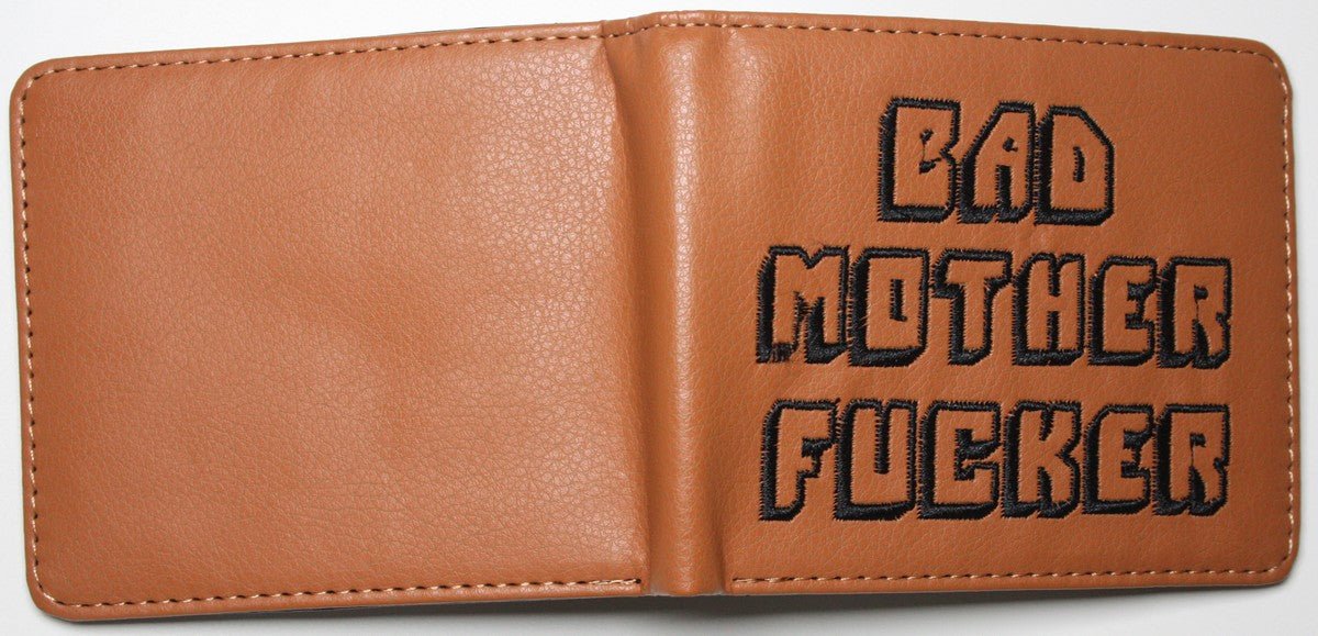 BAD MOTHER F***ER Pulp Fiction Bifold Brown Men Wallet Embroidered Coins Cards Notes MWALA207