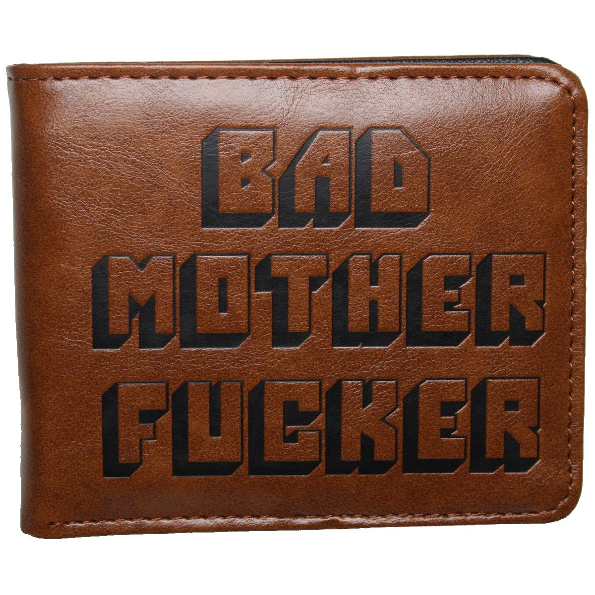 BAD MOTHER F***ER Pulp Fiction Men Wallet Embossed Bifold Brown Coins Cards MWALQ884