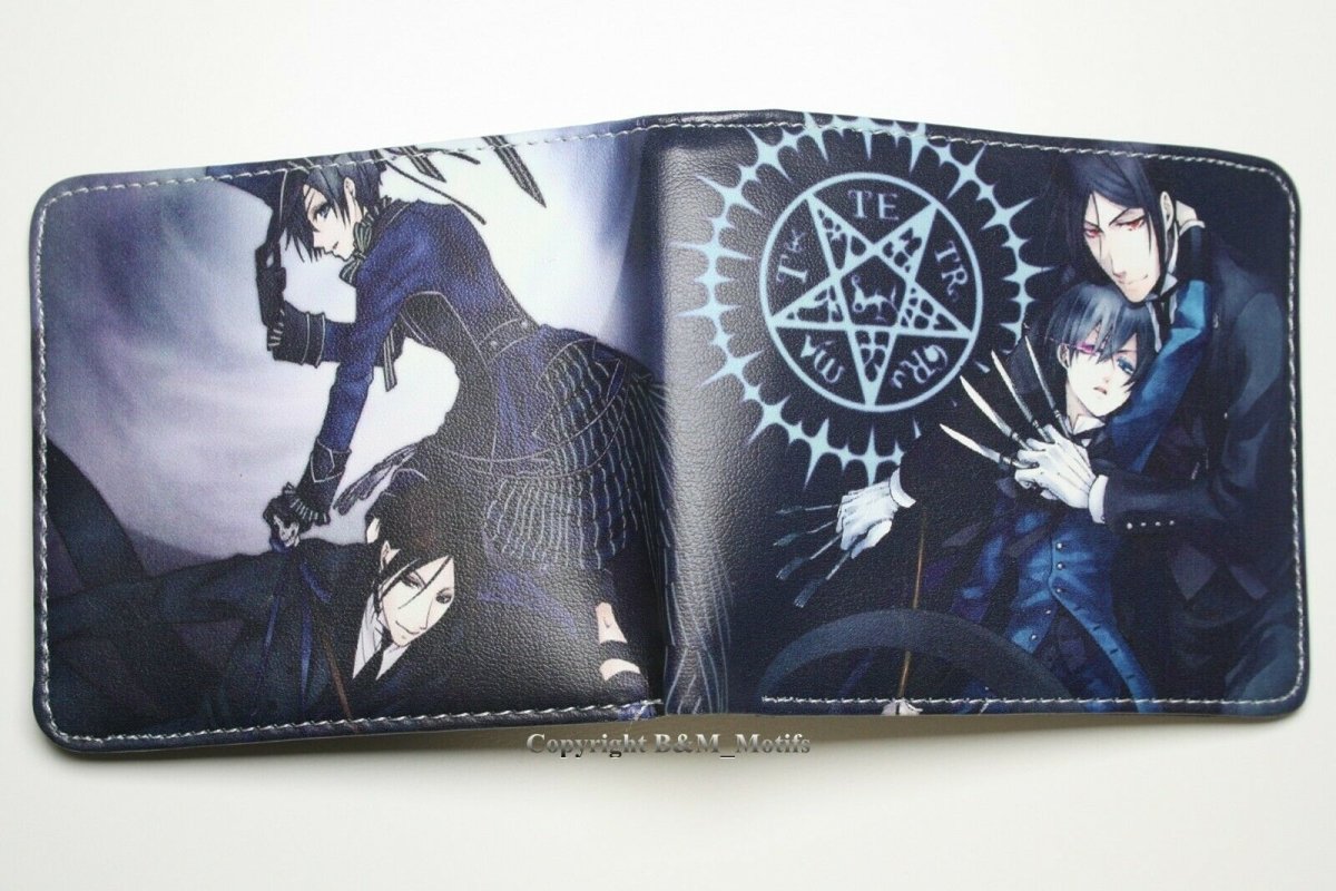 Black Butler Wallet Sebastian Ciel Anime Men Coins Cards Notes Holder MWAL0034