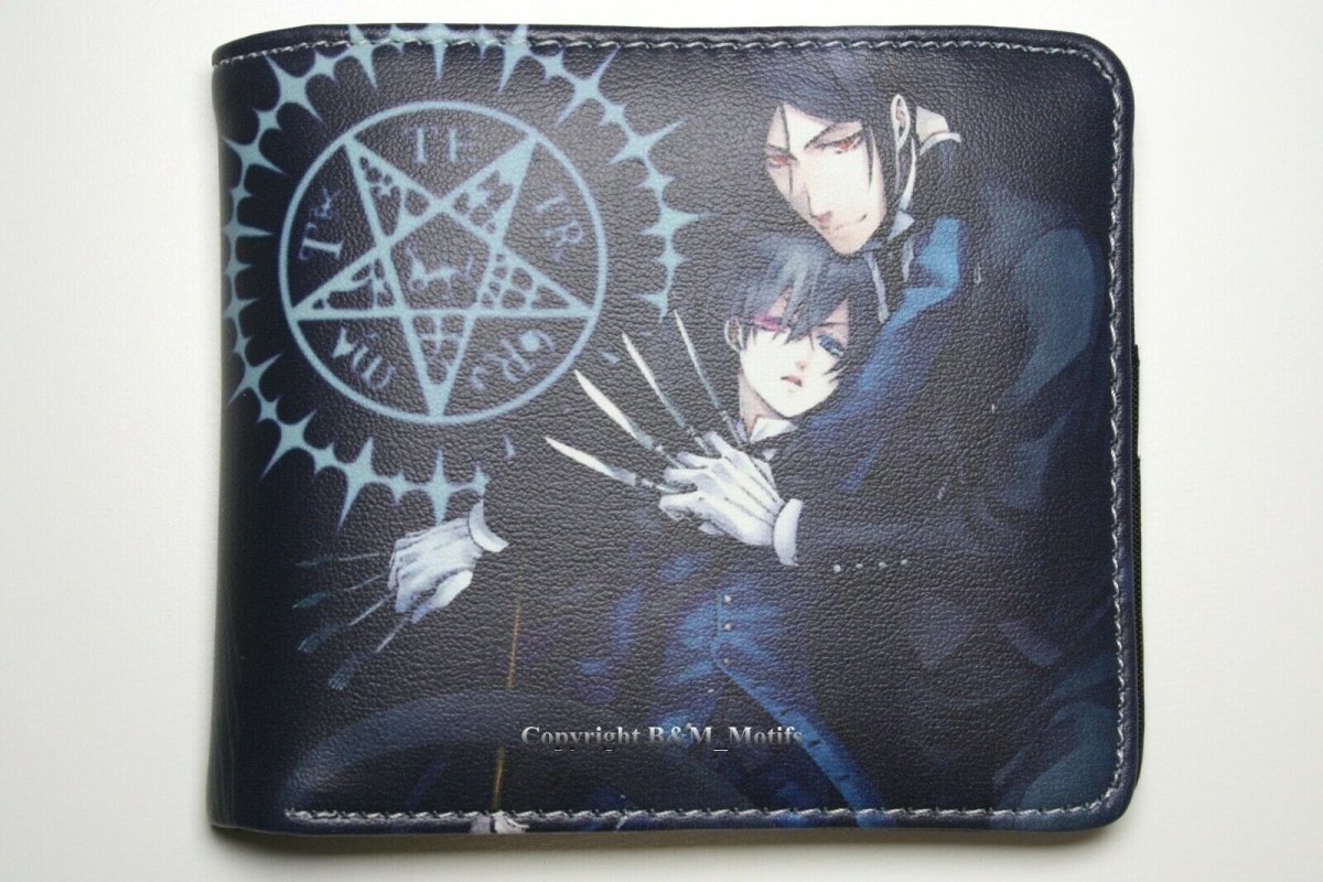 Black Butler Wallet Sebastian Ciel Anime Men Coins Cards Notes Holder-#MWAL0034