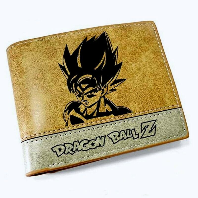 Dragon Ball Z Anime Goku Super Saiyan Men Wallet Brown Cards Notes-#MWAL0119