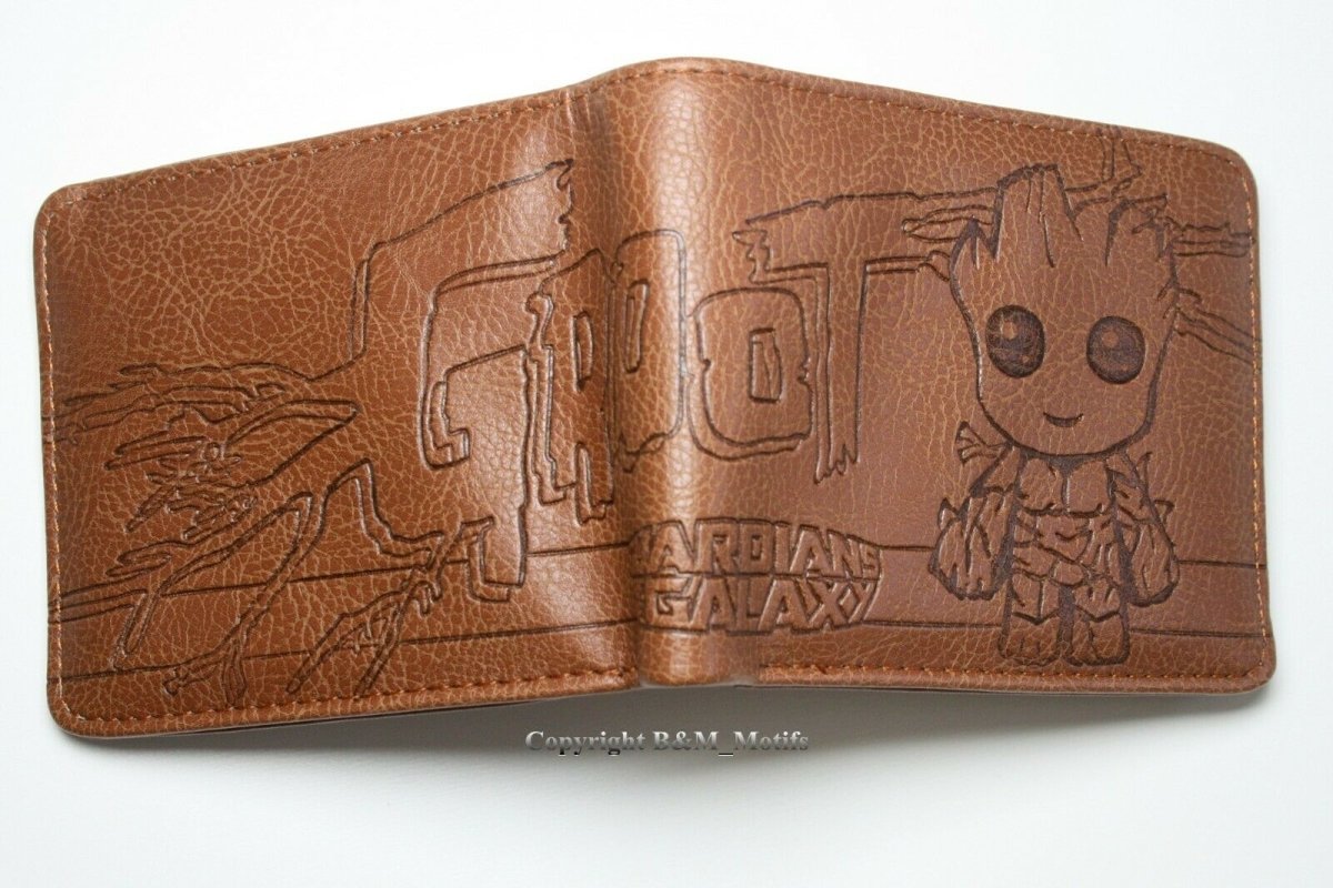 Marvel Comics Men Wallet Groot Guardians Of The Galaxy Brown Coins Cards Holder MWAL0291