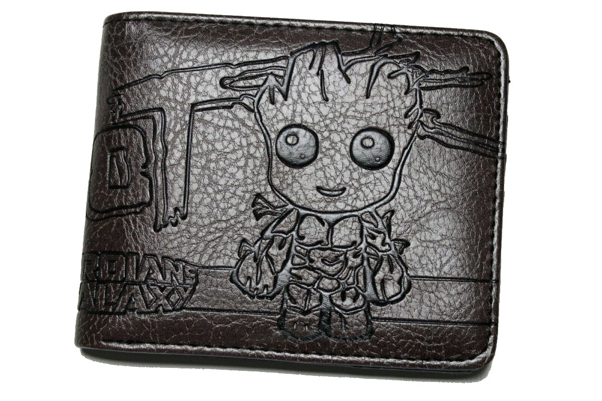 Groot Men Wallet Dark Brown Embossed Comics Coins Cards Holder-Clothes, Shoes & Accessories:Men:Men's Accessories:Wallets-Brian and Mary accessories