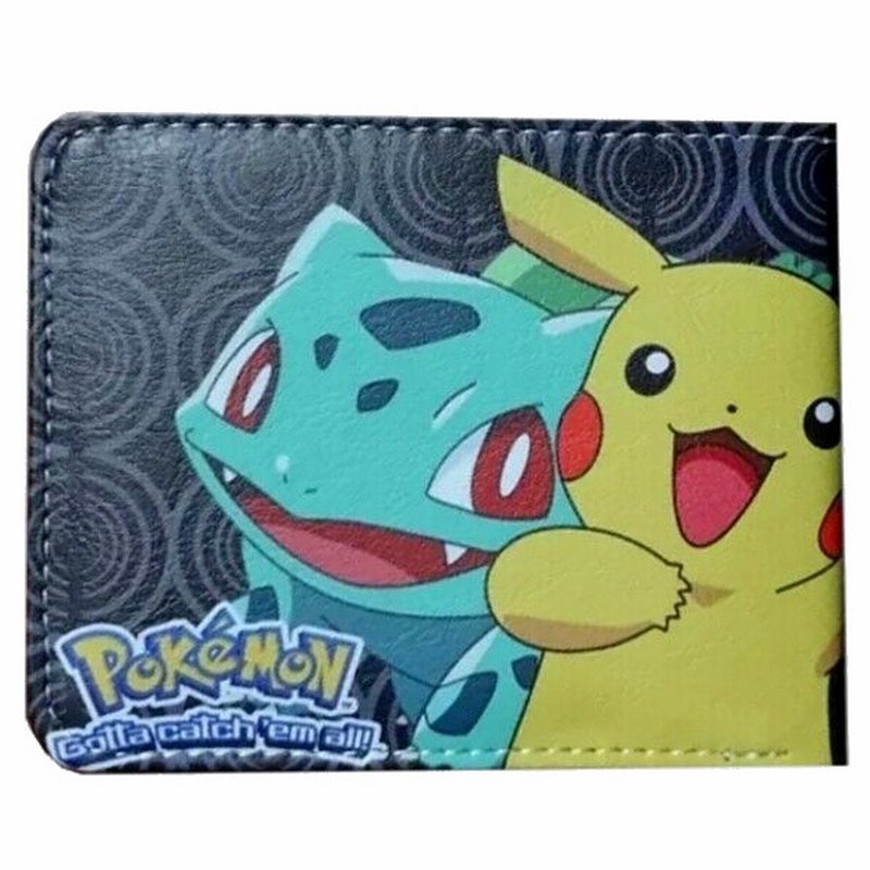 Pokemon Men Wallet Pikachu and Friends Nintendo Black Coins Cards Notes-#MWAL0504