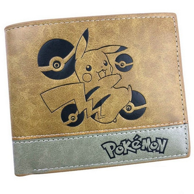 Pokemon Men Wallet Pikachu Pokeball Nintendo Brown Cards Notes Photo Holder-#MWAL0507