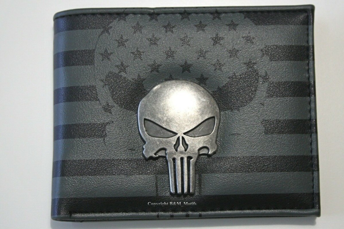 Punisher Men Wallet Marvel Comics Heroes Coins Cards Notes Photo Holder-#MWAL0525