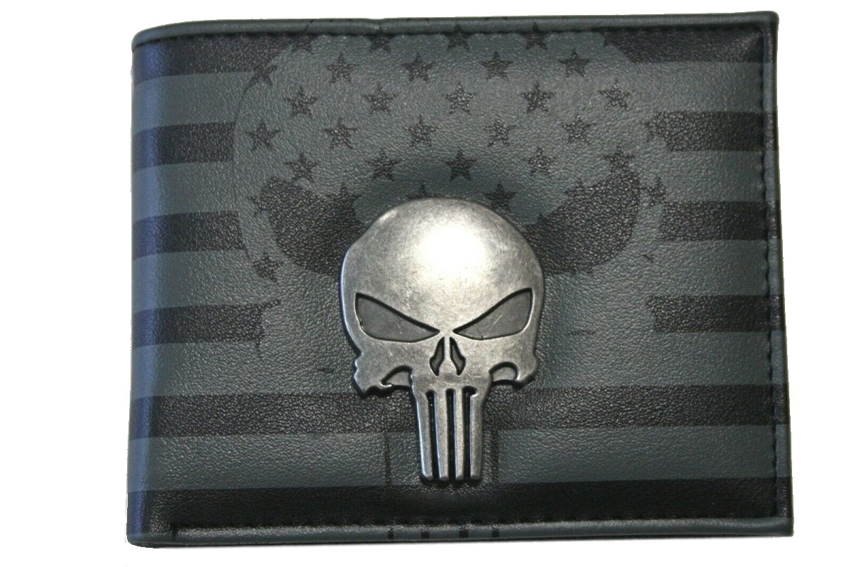 Punisher Men Wallet Marvel Comics Heroes Coins Cards Notes Photo Holder-#MWAL0525