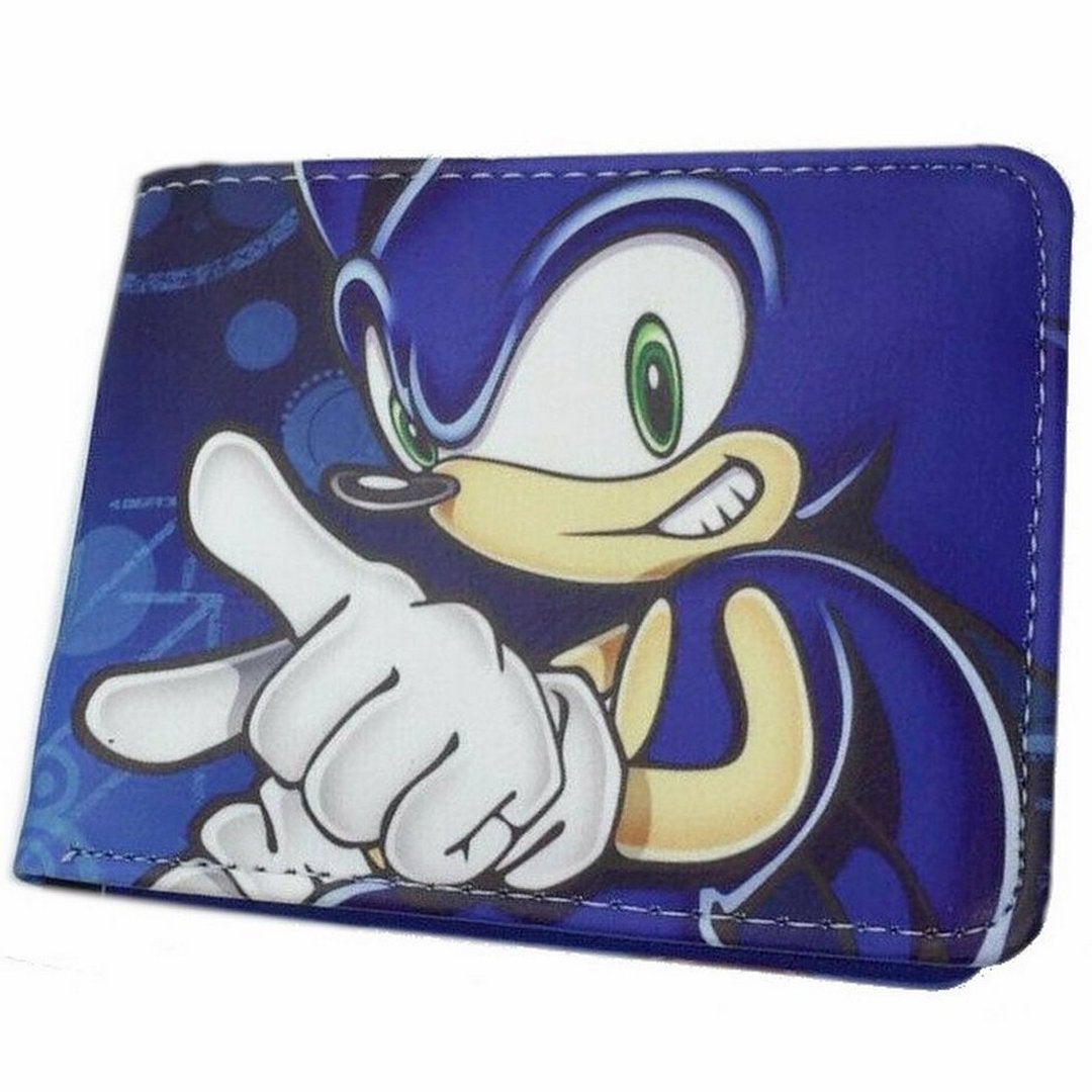 Sonic Men Wallet Hedgehog Bifold Blue Game Coins Cards Notes-#MWAL0561