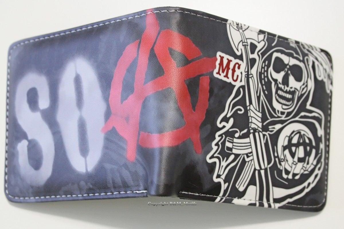 Sons Of Anarchy SOA Men Wallet SRO Biker MC Cards Notes Coins Bifold MWAL0572