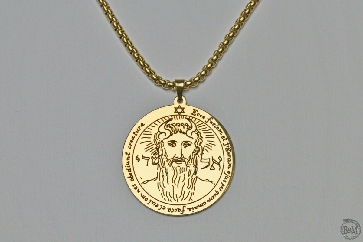 Talisman Sun Key of Solomon Necklace Pendant Chain Stainless Steel Rose Gold NACC0673