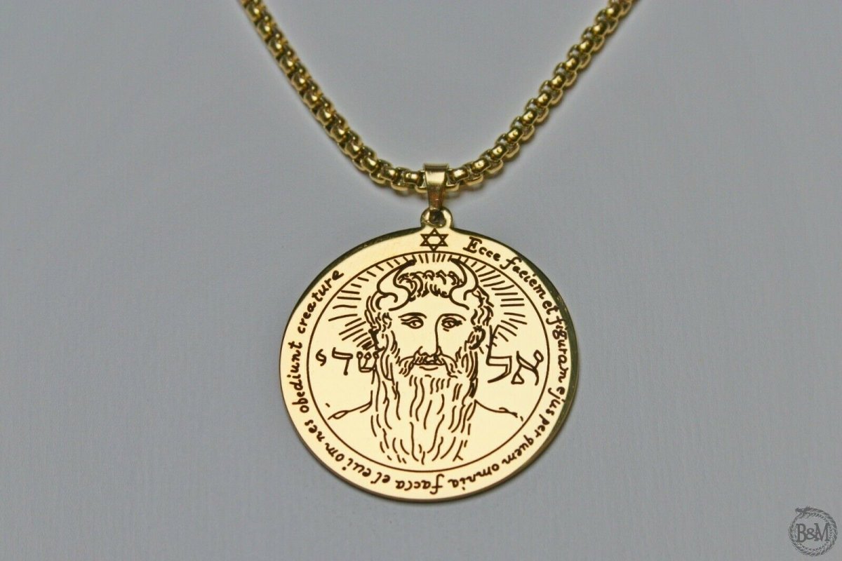 Talisman Sun Key of Solomon Necklace Pendant Chain Stainless Steel Rose Gold NACC0673