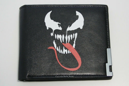 Venom Marvel Comics Black Wallet Faux Leather Men Cards Notes Photo-#MWAL0714