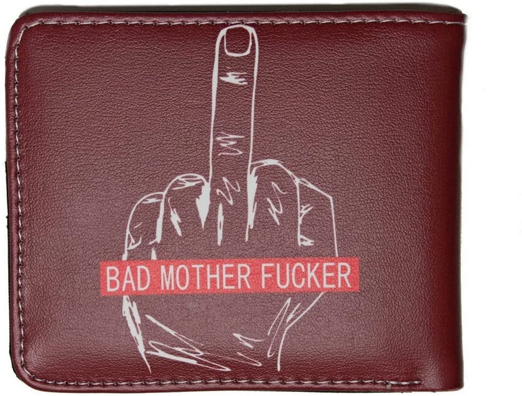 BAD MOTHER F***ER Finger Bifold Brown Men Wallet Coins Cards Notes-Clothes, Shoes & Accessories:Men:Men's Accessories:Wallets-Brian and Mary accessories