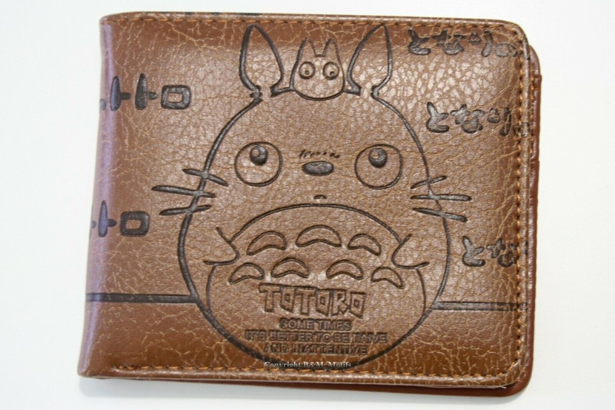 Wallet My Neighbor Totoro Ghibli Anime Men Boy Brown Trifold Cards Coins Notes-#MWAL0875